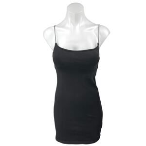 Zara Black Sleeveless Cami Camisole Stretch Slip Bodycon Mini Dress Size L
